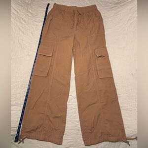 Aerie Tan Cargo Pants Relaxed Fit Baggy Drawstring